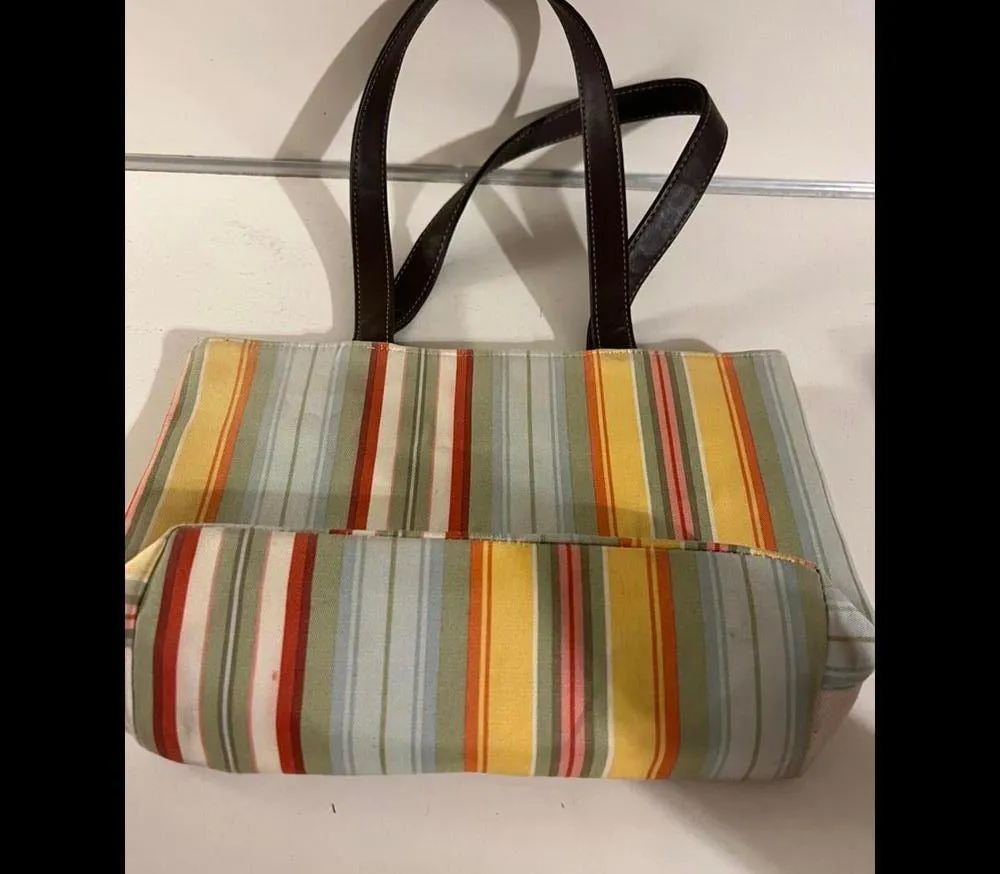 Longaberger Floral Handbag with Stripes Yellow - Image 4