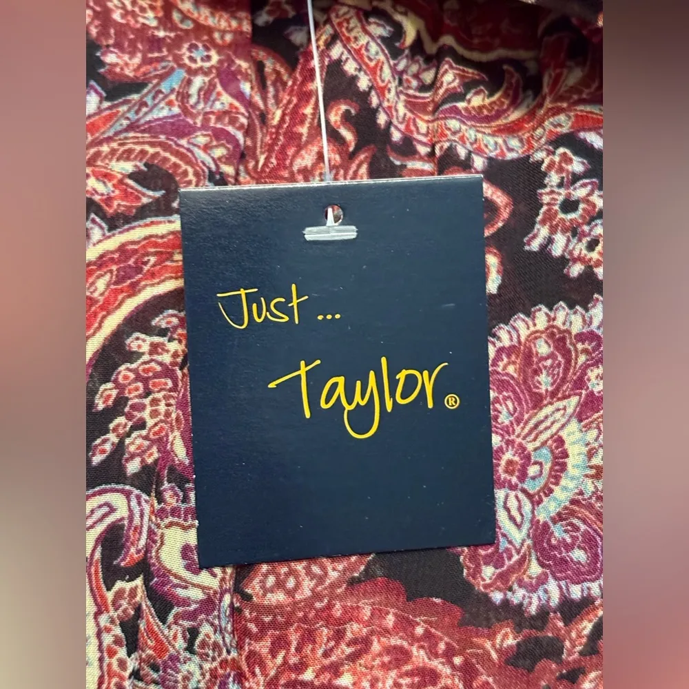 JUST TAYLOR Women’s Long Sleeve Maxi Fit Flare Paisley Boho Lined Size L NWT Orange Size L - Image 8