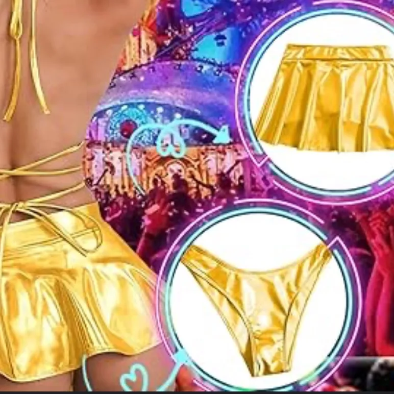 Rave Festival Gold Metallic Skirt + Bikini Set - Image 3