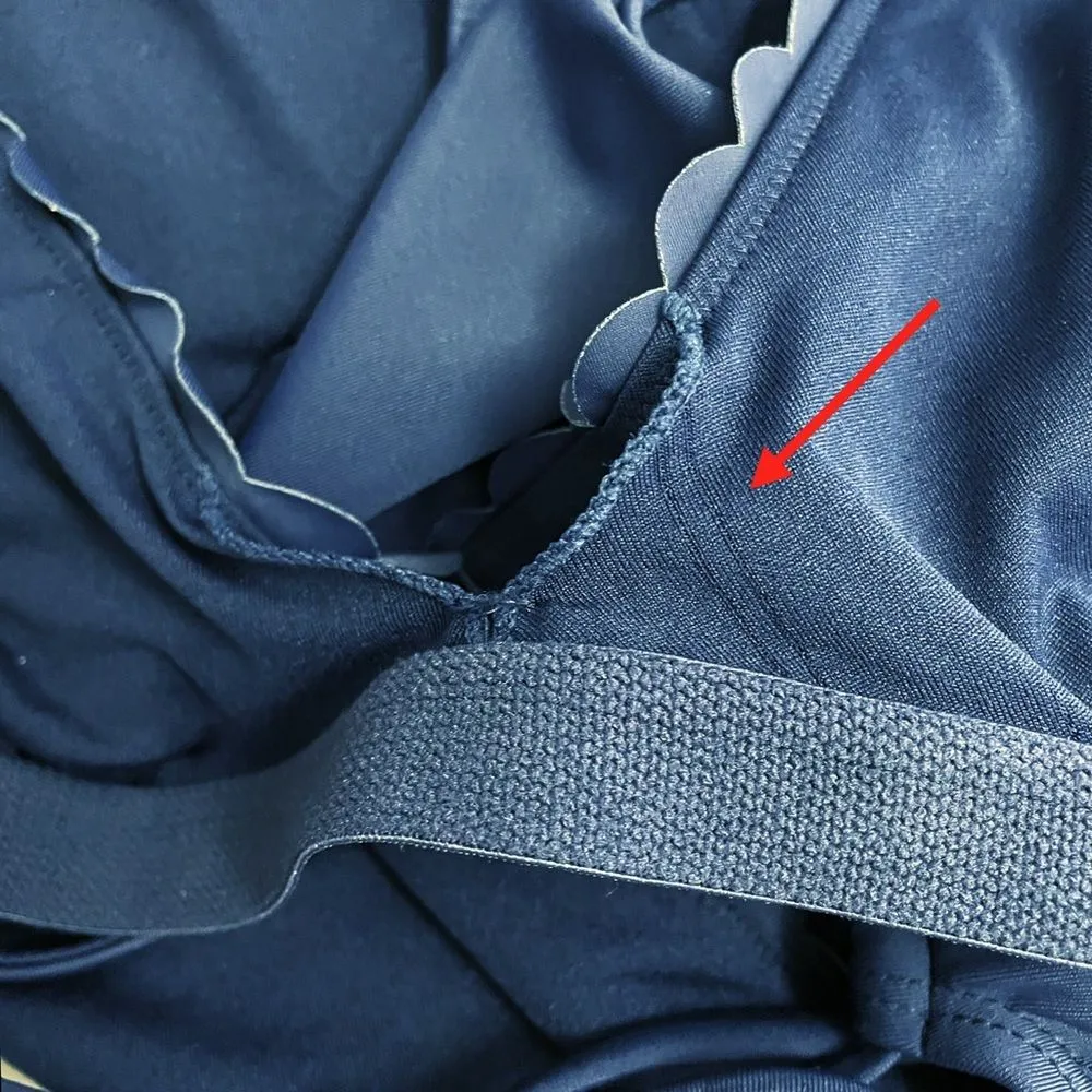 NWT GAP Scallop Trim One Piece Strappy Ruched Swimsuit Navy Blue Size Medium NEW - Image 11