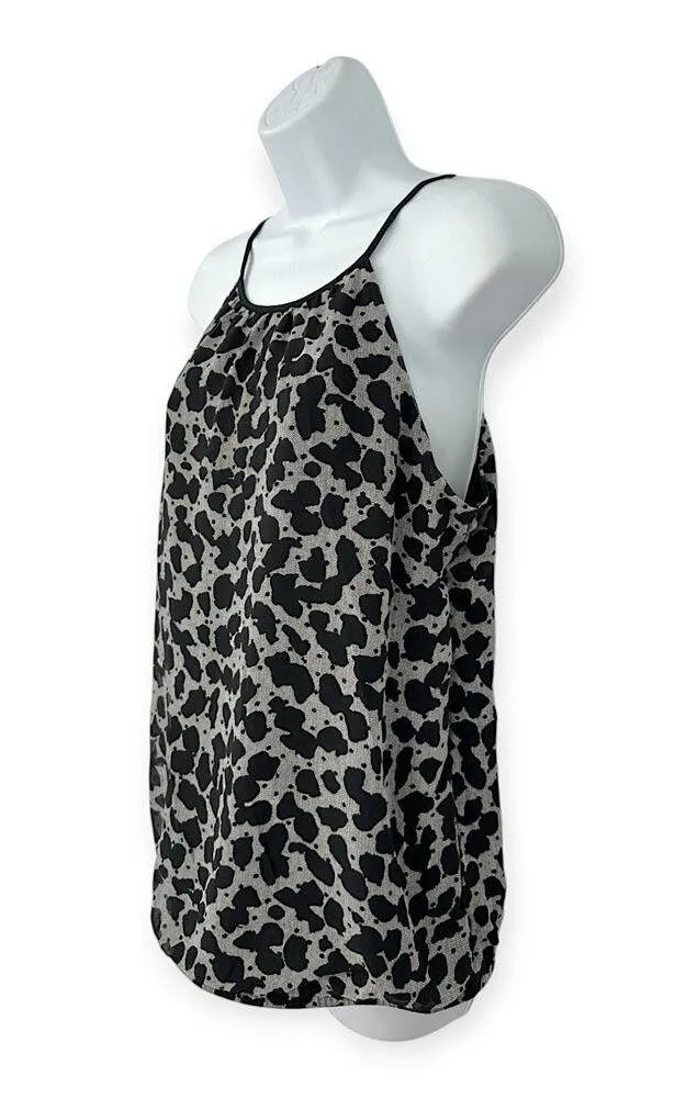 EXPRESS | M | Black Gray Animal Print Halter Tie Neck Keyhole Back Cami Tank Top - Image 3