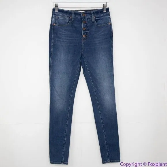 NEW Madewell High‎ Rise Button Front Skinny Jeans In Daventry wash, 28 - Image 4