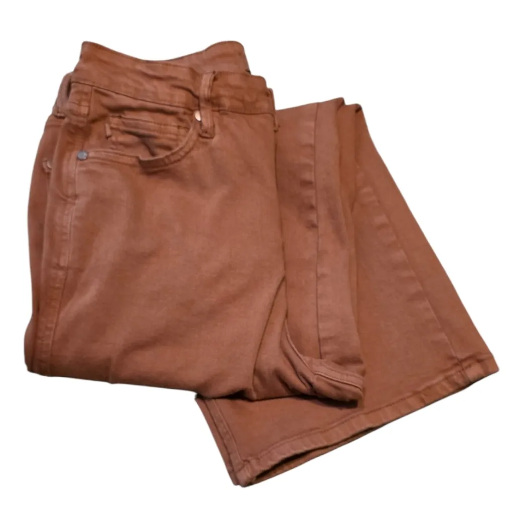 Judy Blue Jeans Wide Leg Crop High Rise Womens Pants Brown Denim Camel Size 9/29 - Image 2