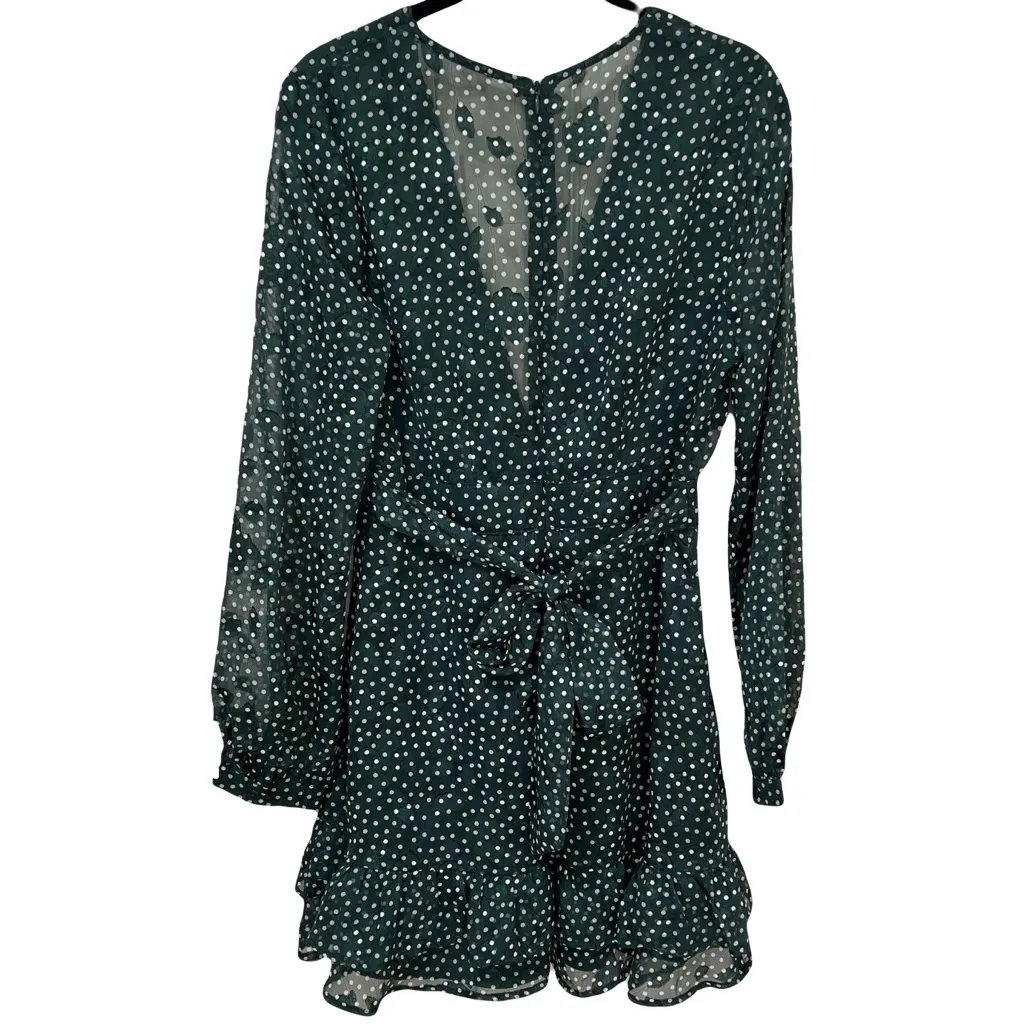 NEW Sage the Label Layla Green Ruffle Polka Dot Belted Mini Dress - Image 7