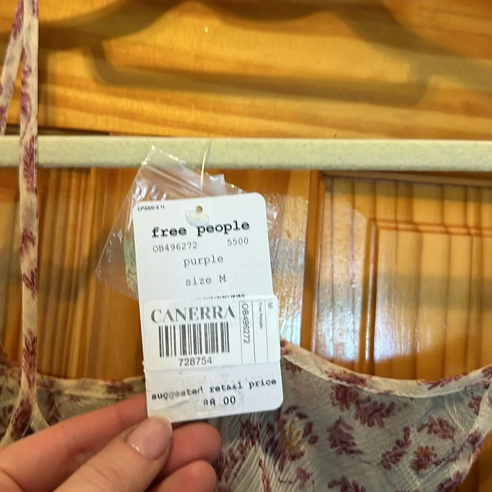 Free People ‘All Things Sheer’ Floral Camisole Tiered Tank Sheer Top Purple M - Image 5