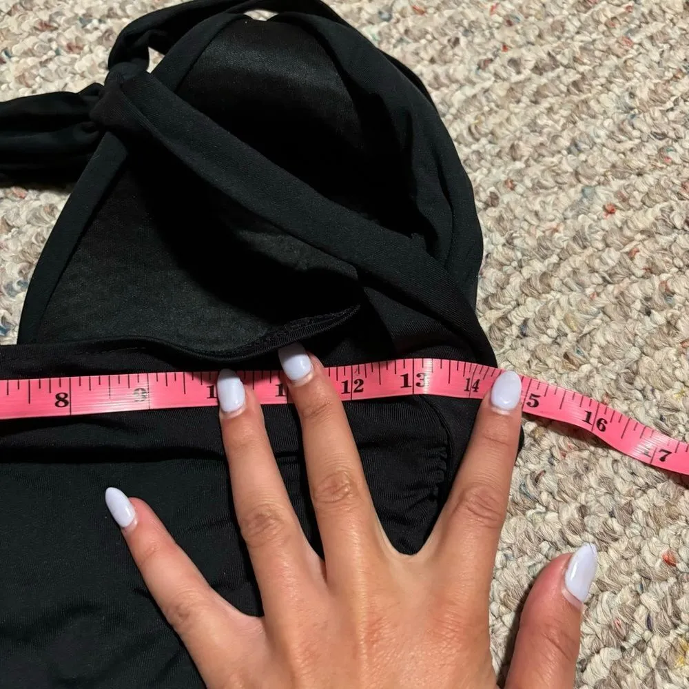 La Blanca Island Goddess Halter Tankini Ruched Top - Black- Size 6 - Image 7