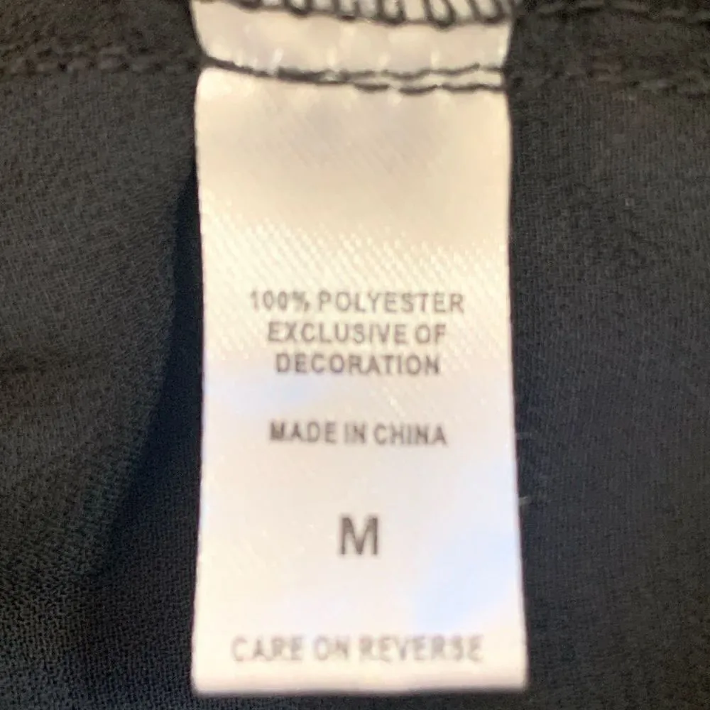 Flora By Flora Nikrooz Imagine Chiffon Chemise Sheer Black White Lace Ruffle Bow - Image 9