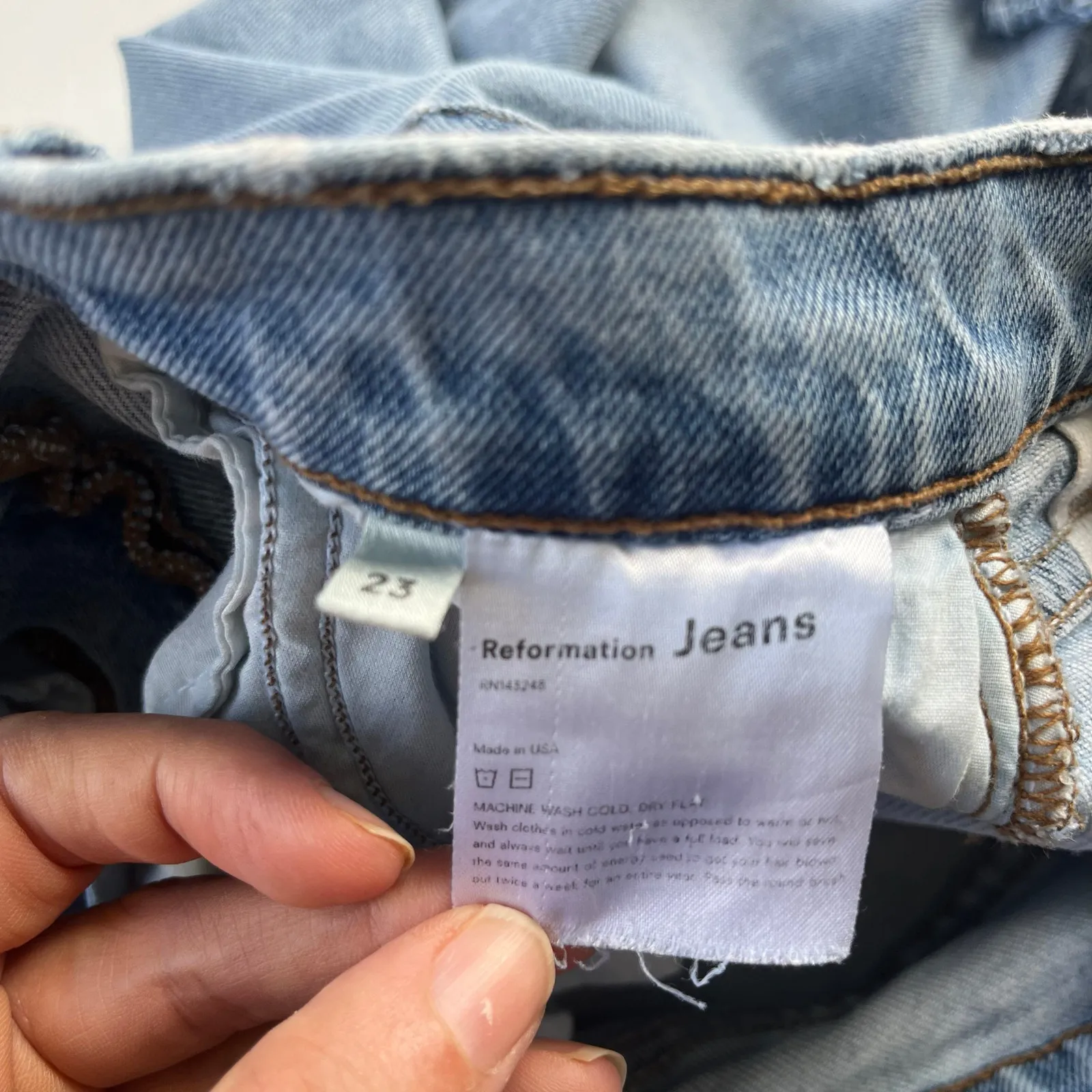 Reformation Y2K High Skinny Ankle Womens Jeans Sz 23 Distressed Sustainable Blue - Image 9