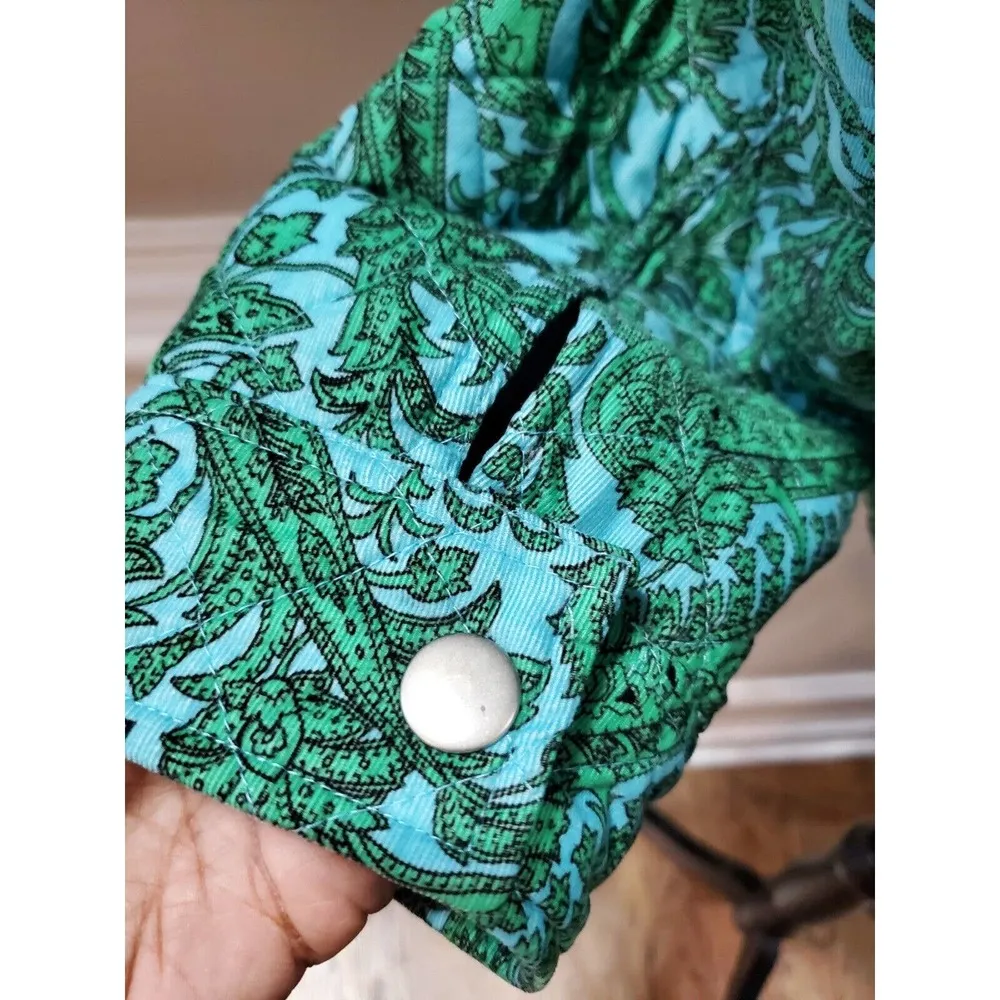 Charter Club Women Green & Blue Cotton Long Sleeve Buttons Front Jacket Size XL - Image 8