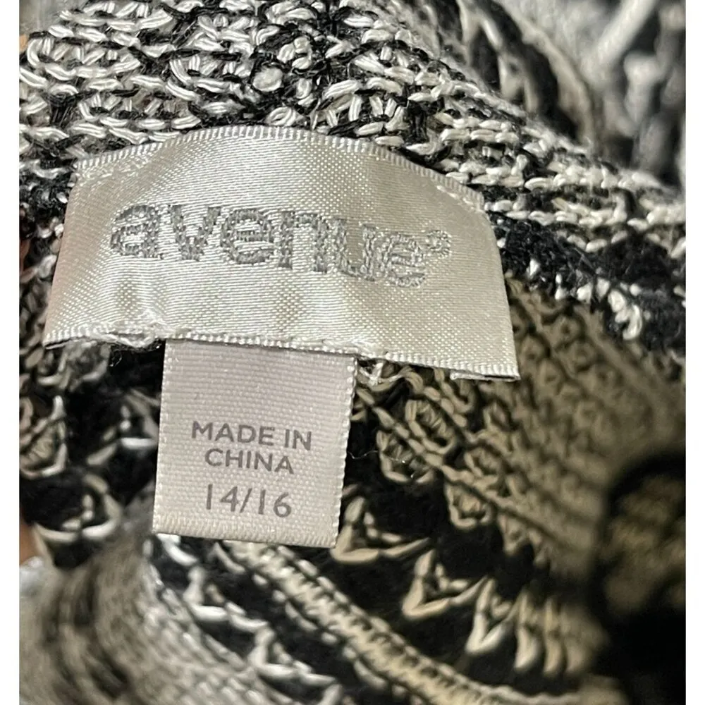 Avenue Women's Longline Sweater Vest Black White Knit Size 14/16 Sleeveless - Image 4