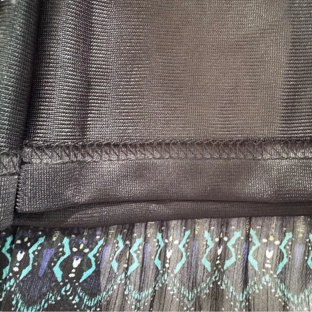 Vintage Y2K Boho Chiffon Prairie Maxi Skirt Plisse Pleated Semi Sheer Krazy Kat - Image 4