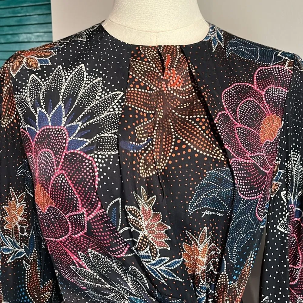 Farm Rio NWT Sparkle Flowers Black Satin Mini Dress - small ($225) - Image 8