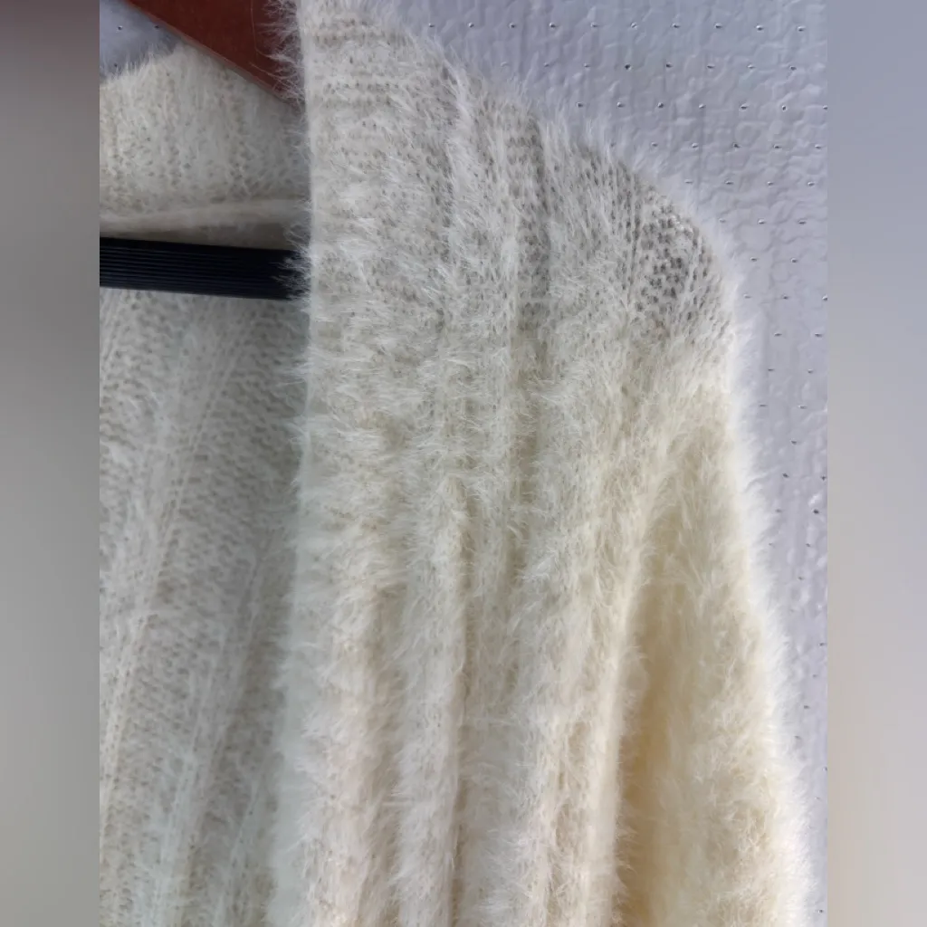 Hippie Rose S Cozy White Pocketed Cardigan Sweater - Image 3