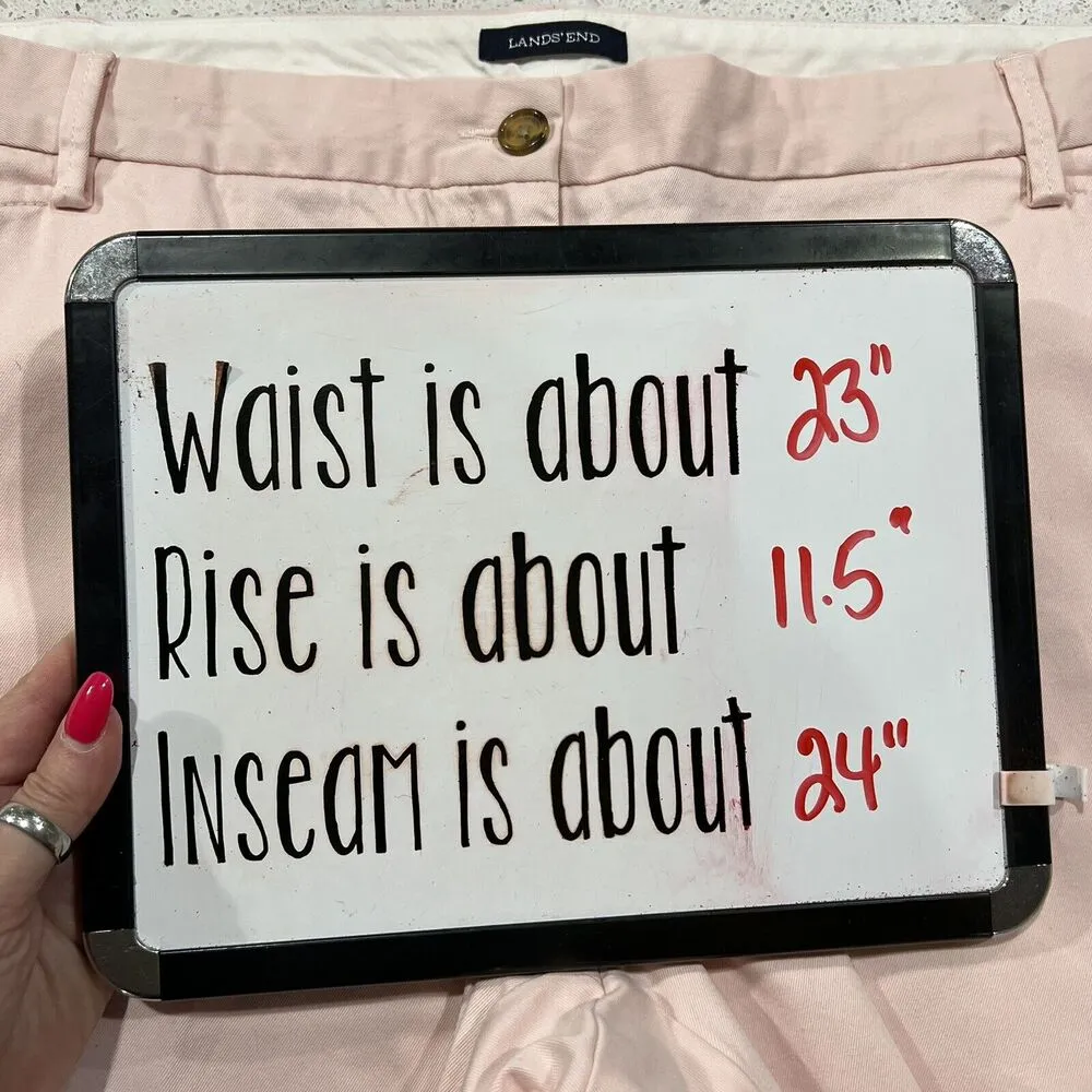 Lands' End Plus 22W Pants Mid Rise Straight Leg Cropped Light Baby Pink Stretch - Image 12