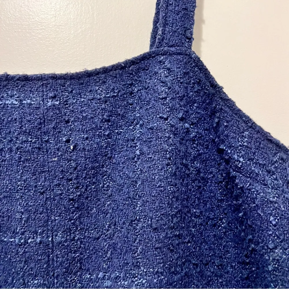 Abercrombie & Fitch Navy Blue Tweed Mini Dress with Pockets XLarge NWOT - Image 2