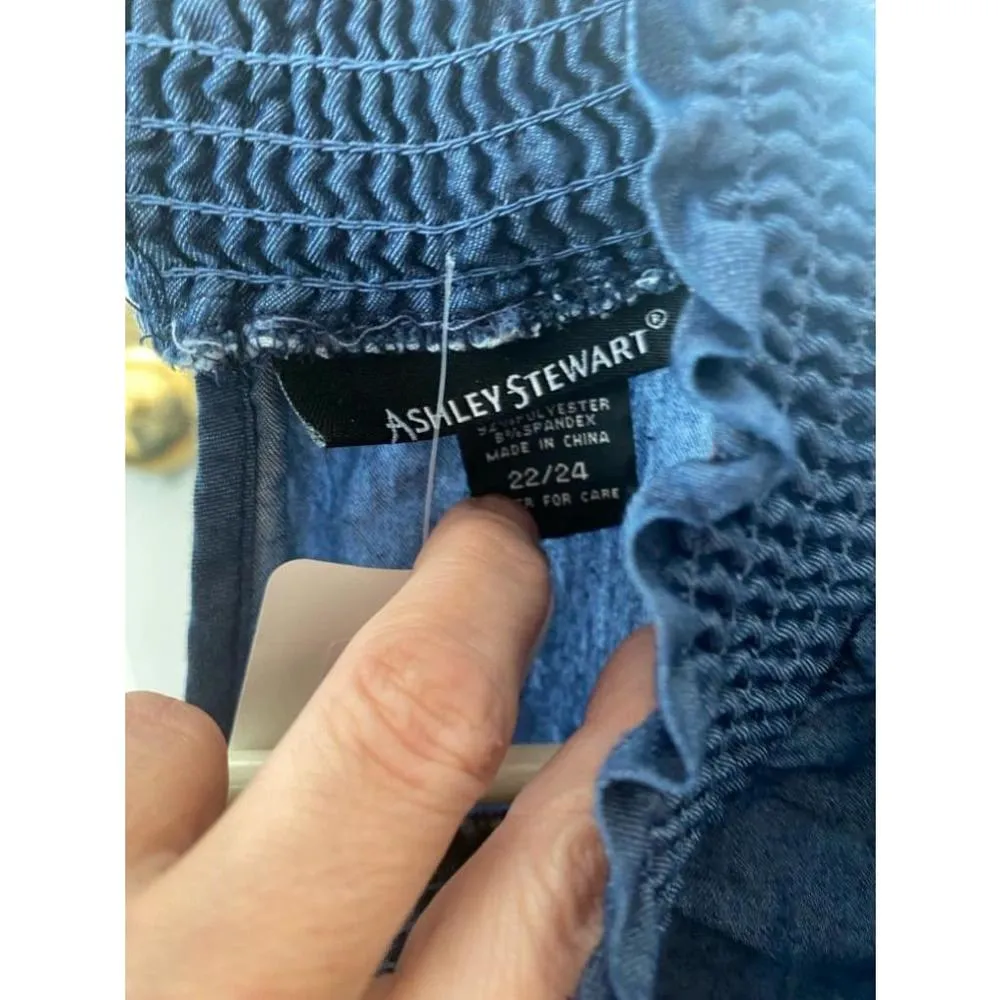 Women's Ashley Stewart Blue Cold Shoulder Blouse Size 22/24 - Image 2