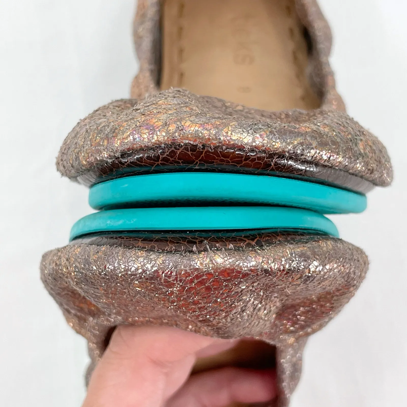 Tieks Lovestruck Flats Gold Copper Bronze Super Sparkle Crackle Shoes Size 8 - Image 9