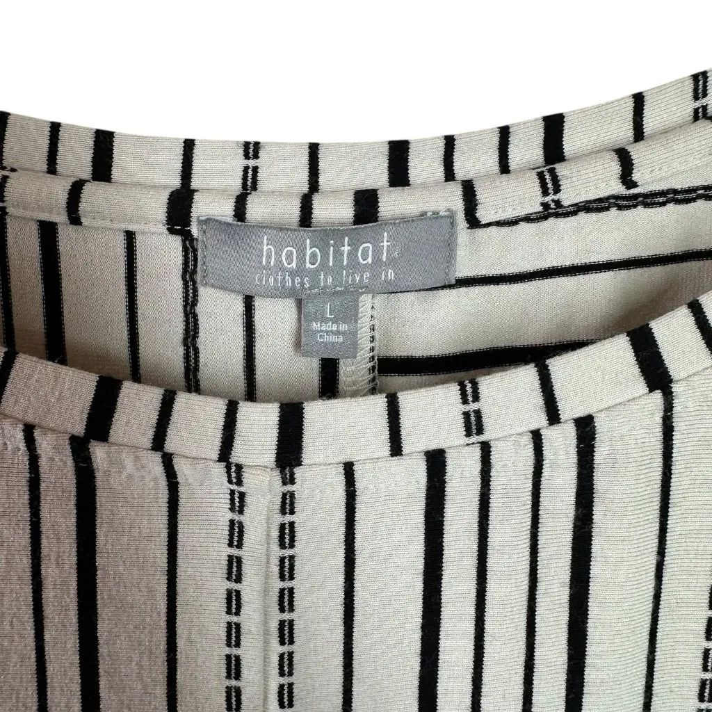 Habitat Black & Gray Stripe Knit Top Size Large Casual Lagenlook - Image 3