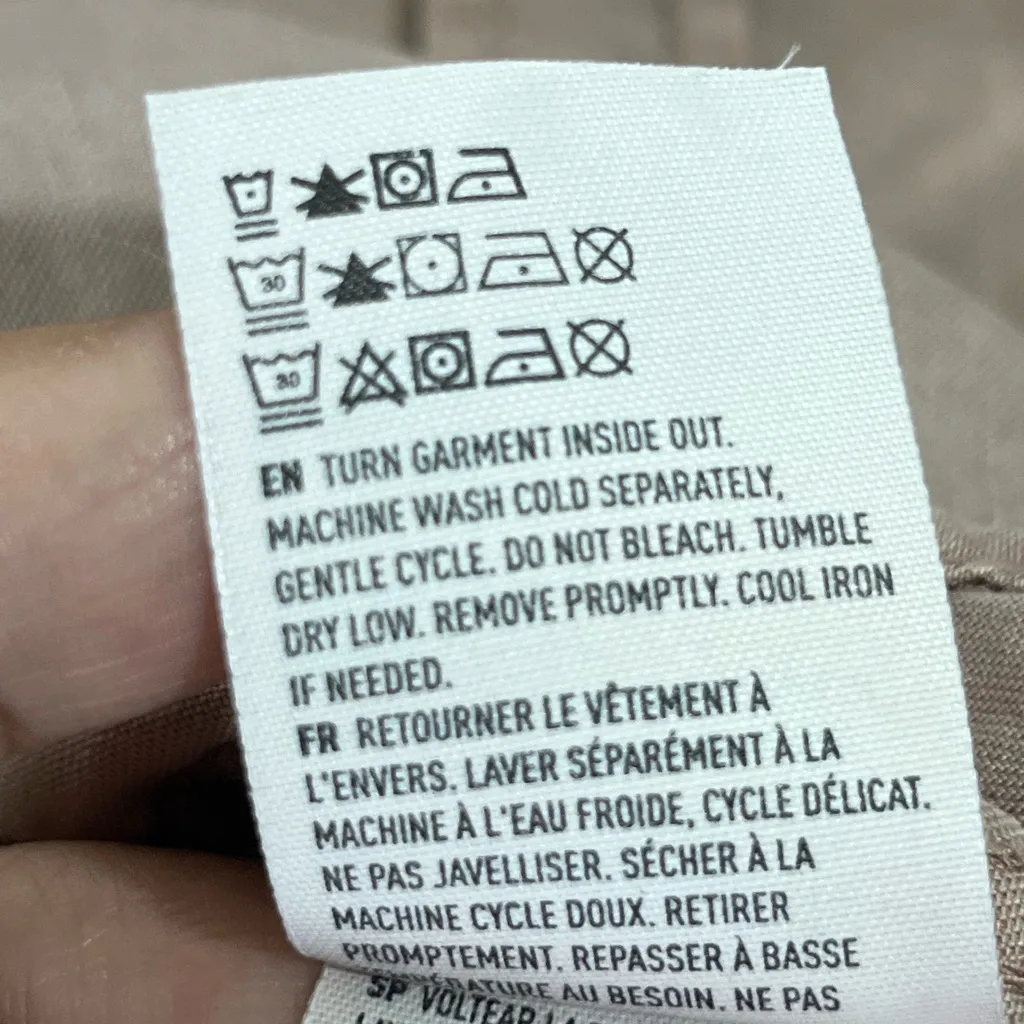 American Eagle Button‎ Down Shirt Boyfriend Fit Women’s SM Taupe PREOWNED - Image 11