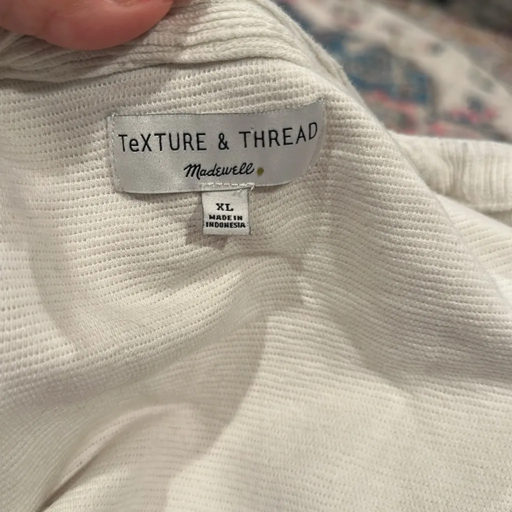 Madewell Bubble-Sleeve Ivory Cardigan Women's V-Neck Sweater Top XL - Image 8