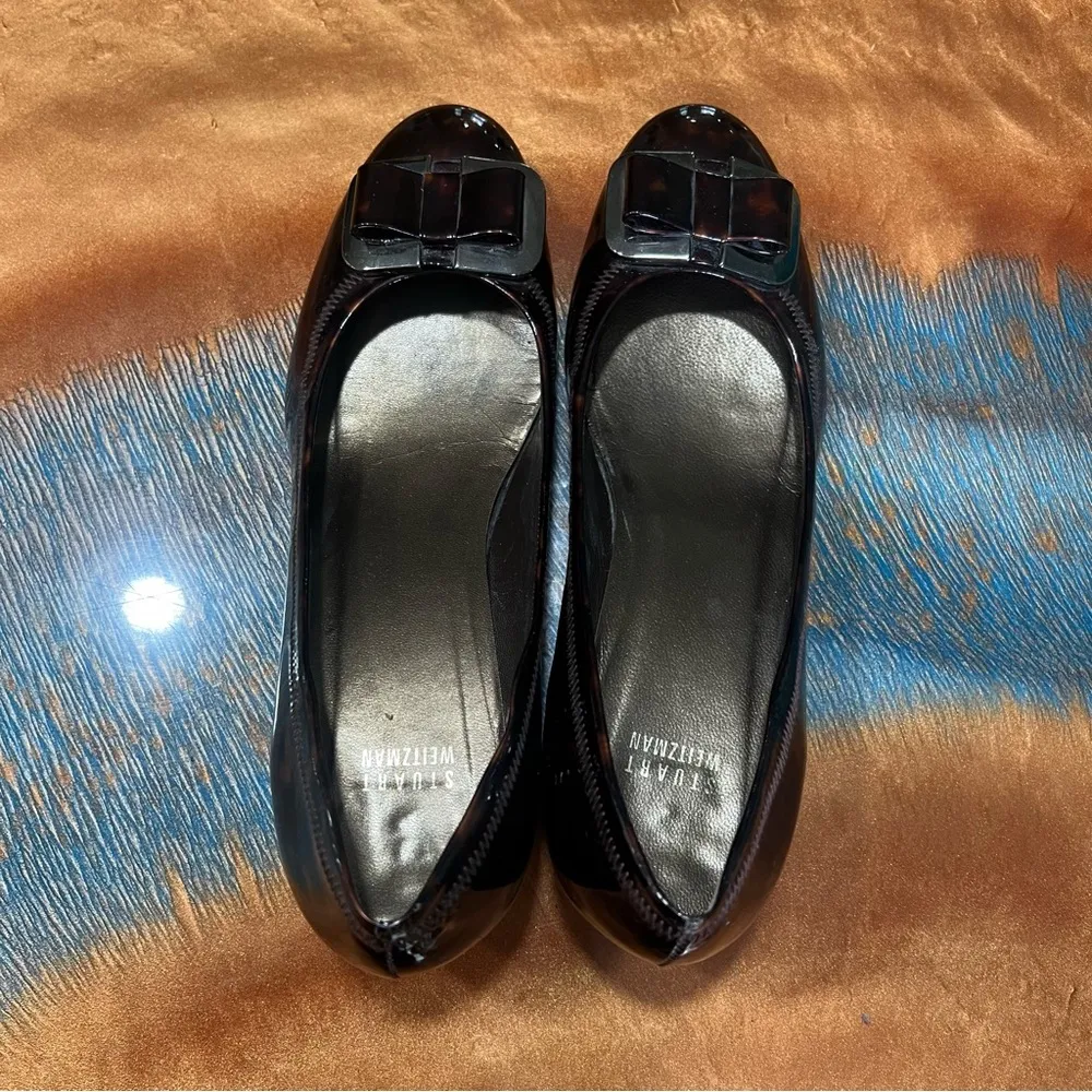 Stuart Weitzman Patent Leather Wedge Shoes Tortoise Shell animal print brown - Image 4