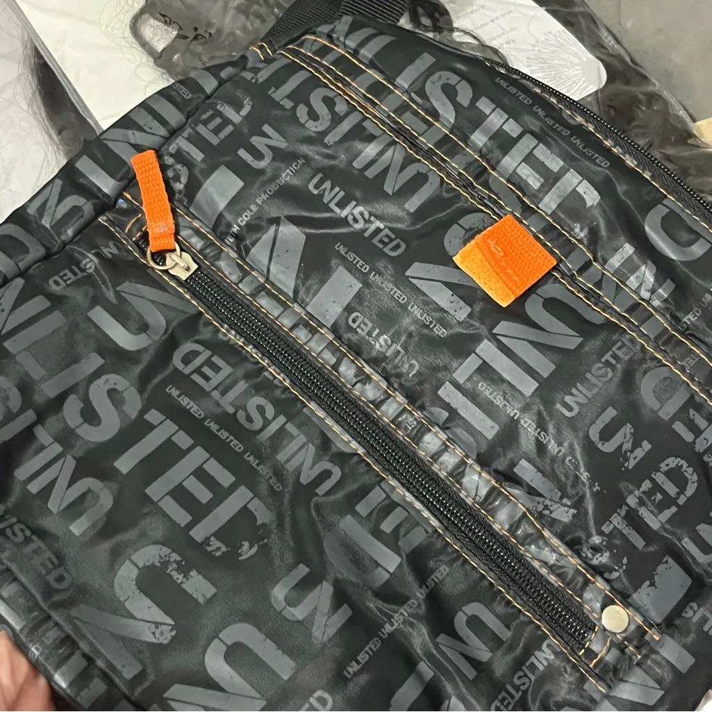 Black and Orange Zippered Poush - Image 2