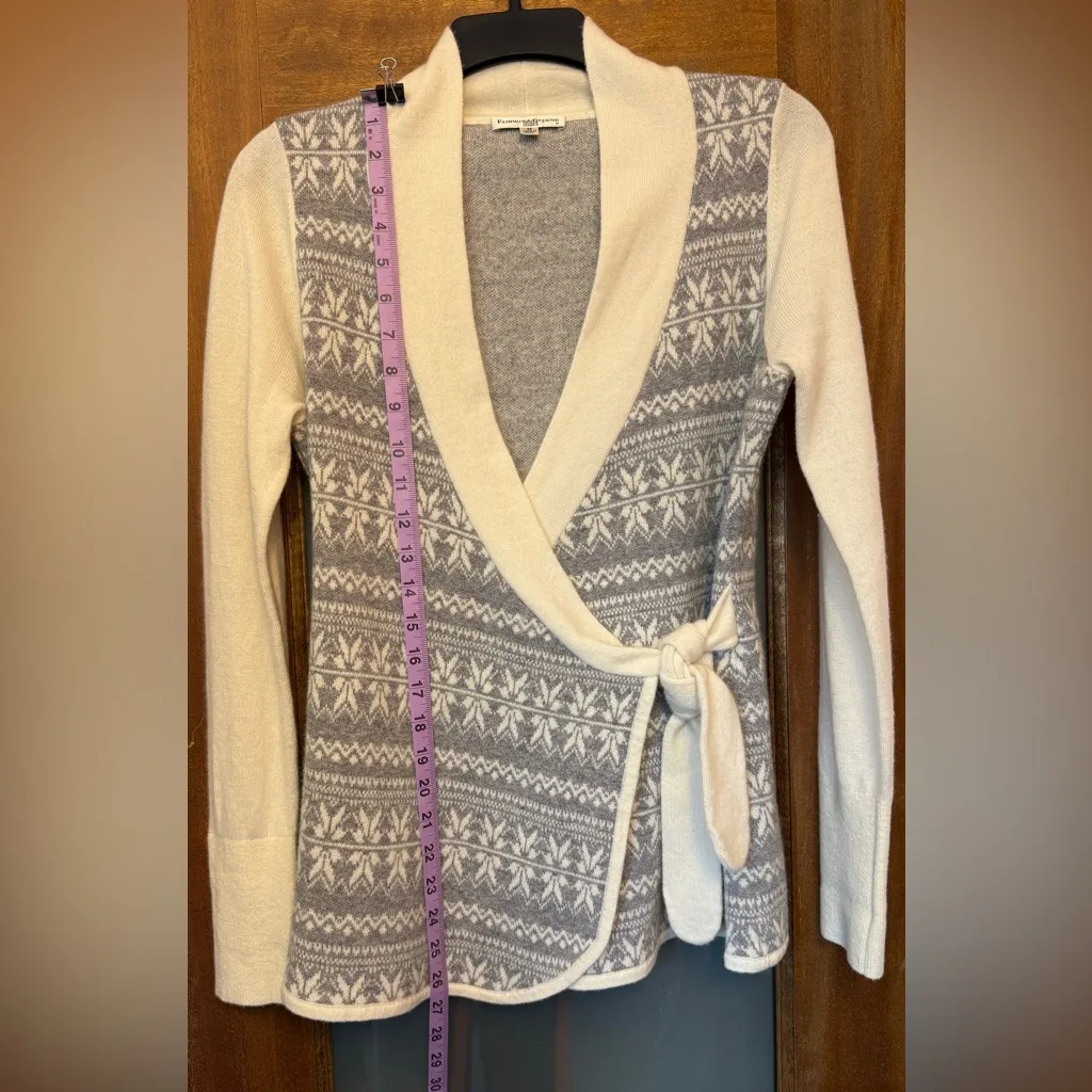 Fairway & Greene Vintage 100% Cashmere Grey Creme Shawl Collar Sweater Wrap - Image 6