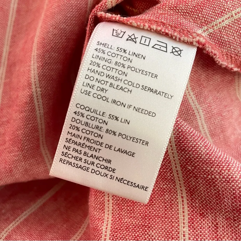 Urban Outfitters Cope Pink Tan striped cutout Linen Cotton Sundress dress M - Image 13