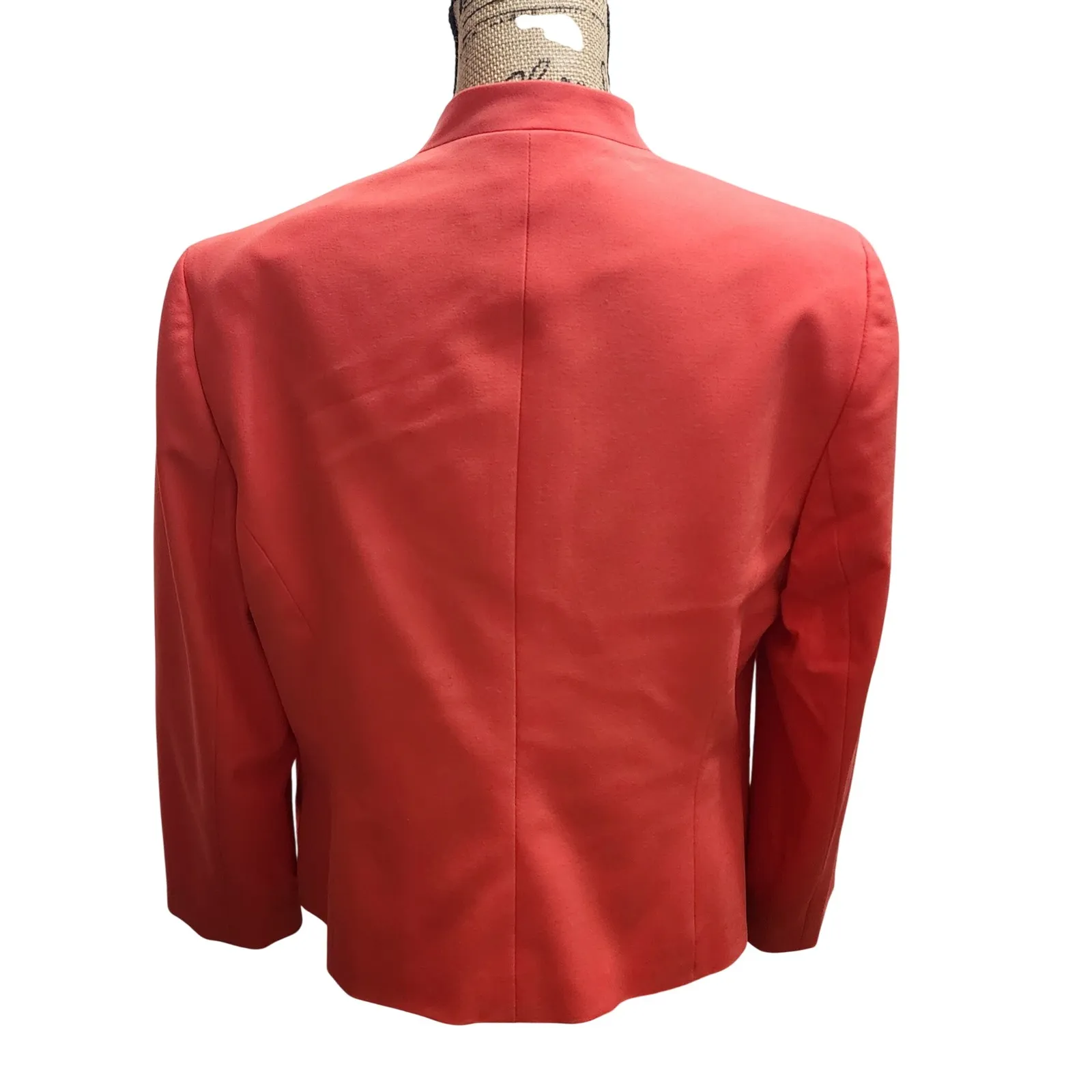 Nine West Tangerine Coral Shawl Collar Blazer Jacket Women's US 12 Stretch - Image 3