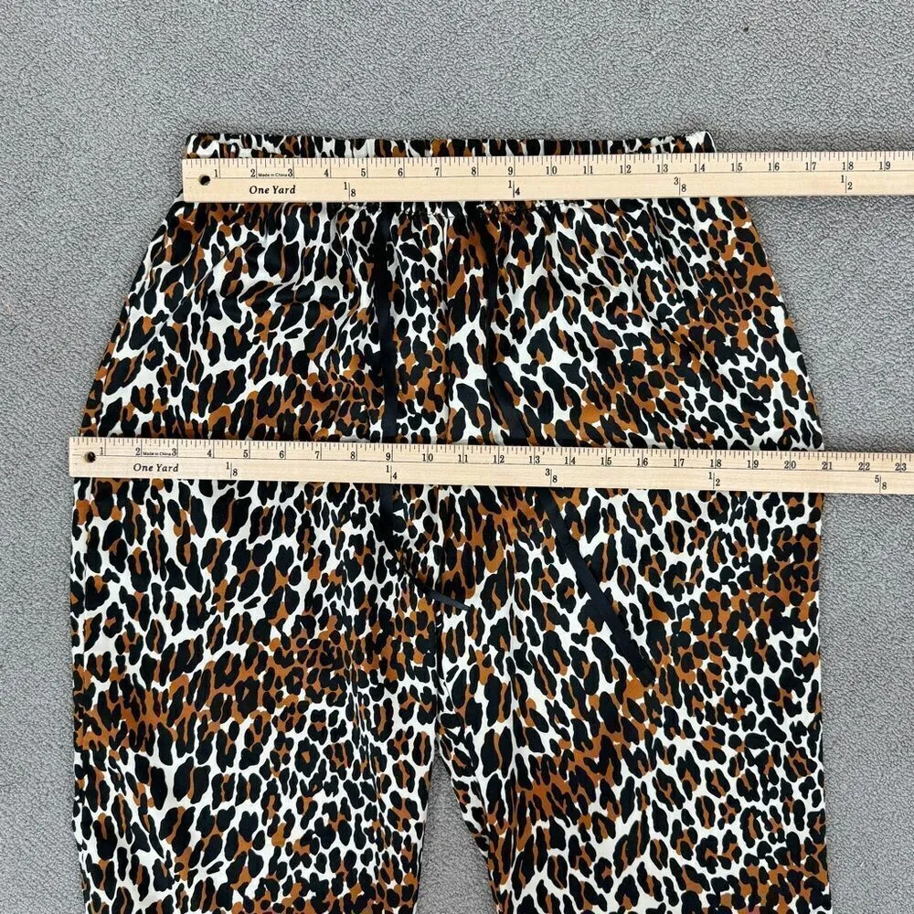 Betsy Johnson Leopard Print Sateen Flannel Pajama Set Brown Black Large - Image 10