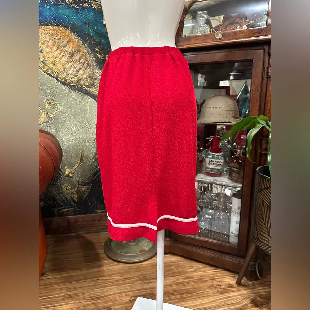 Vintage Red and White Midi Pencil Skirt for Casual Wear Size undefined - Image 4