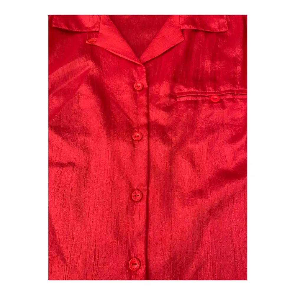 Laura Mae Vintage 80s Deadstock Red Button Down Blouse, Size Medium NWT‎ Festive - Image 8