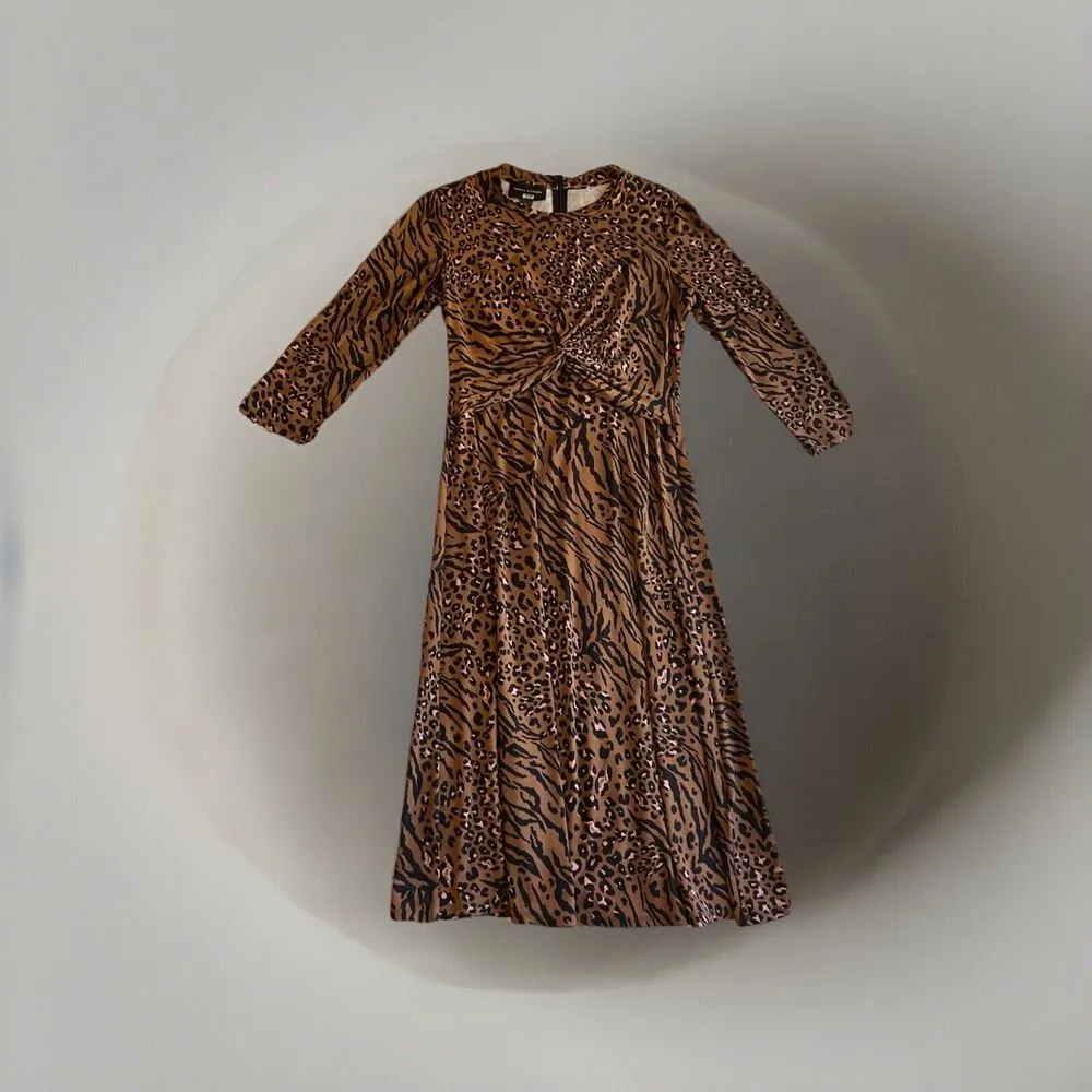 Donna Morgan Full Length Leopard Print‎ Dress Brown Women's Size 8 - Image 3