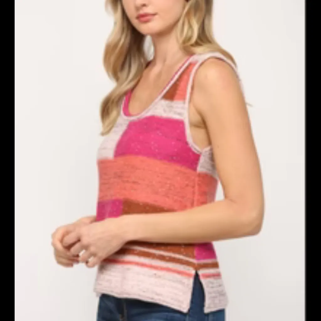 Fate Pink and Orange Patchwork Block Sweater Size S - Image 2