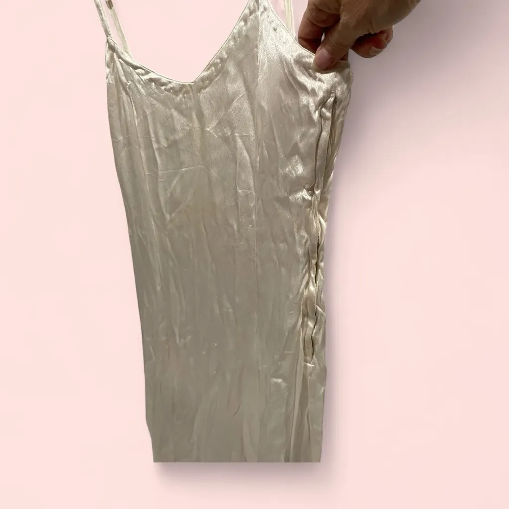 Creamy vintage 70’s-80’s handmade slip dress satin midi maxi boho - Image 4