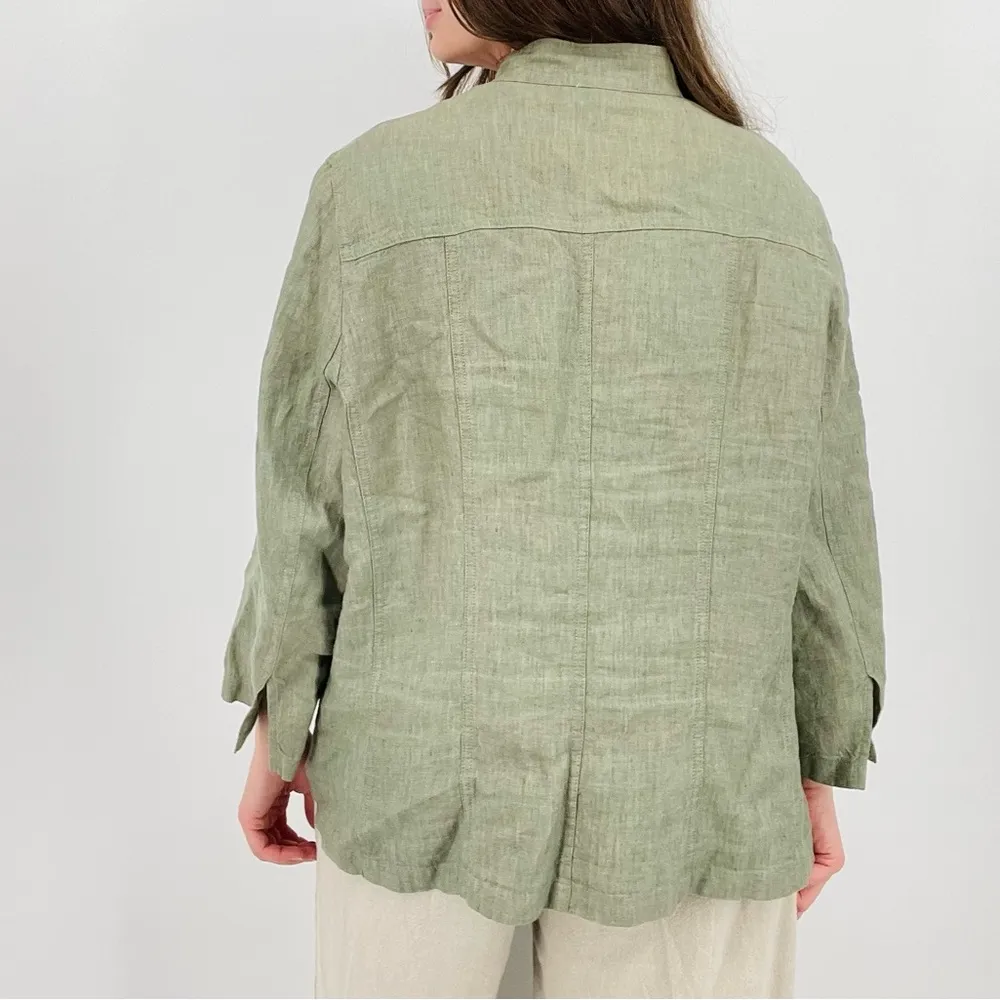 vintage dreamy 100% linen sage green boho artist tunic jacket lightweight Size M - Image 6