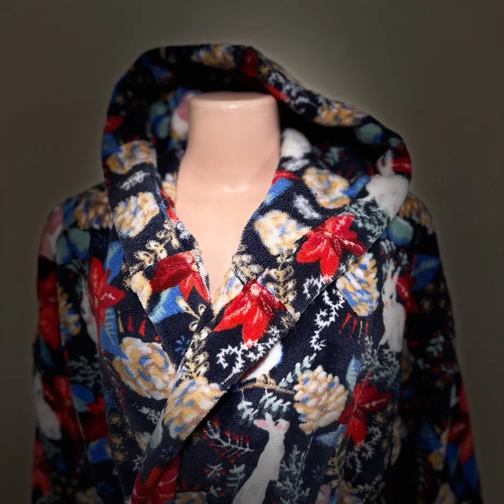 Vera Bradley Christmas fleece hooded robe woman size L/XL - Image 5
