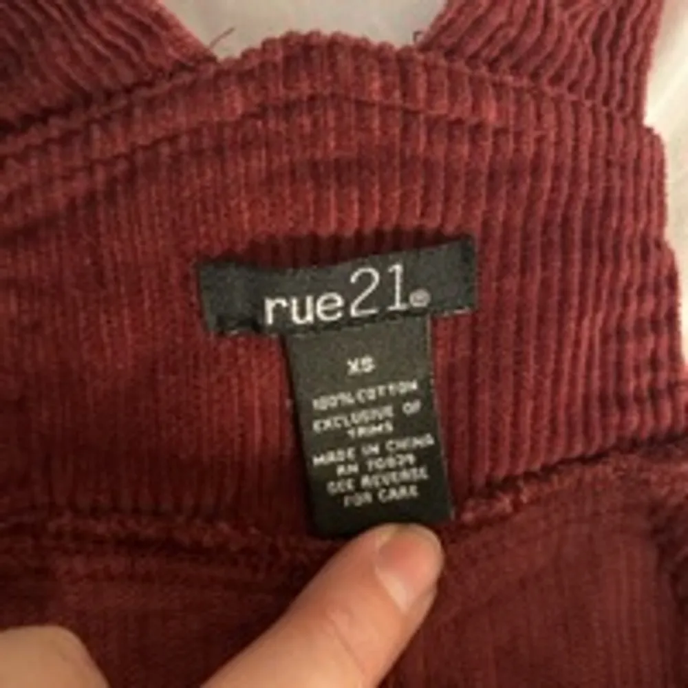 Rue21 Corduroy Pinafore Dress Button Front Maroon XS - Image 3