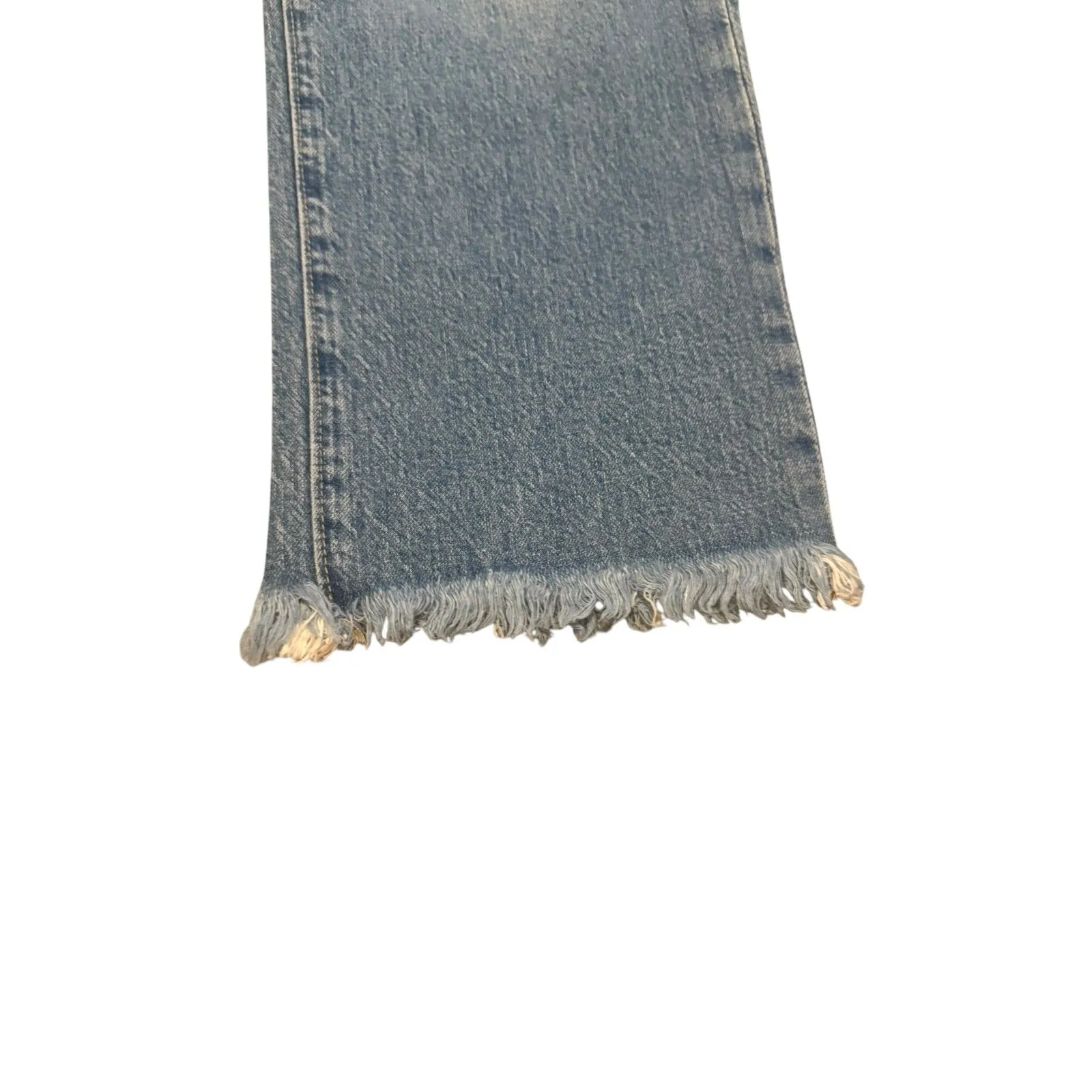 Loft Straight Crop Distressed Jeans Vintage Wash – Size 6 Petite Frayed Hem - Image 4