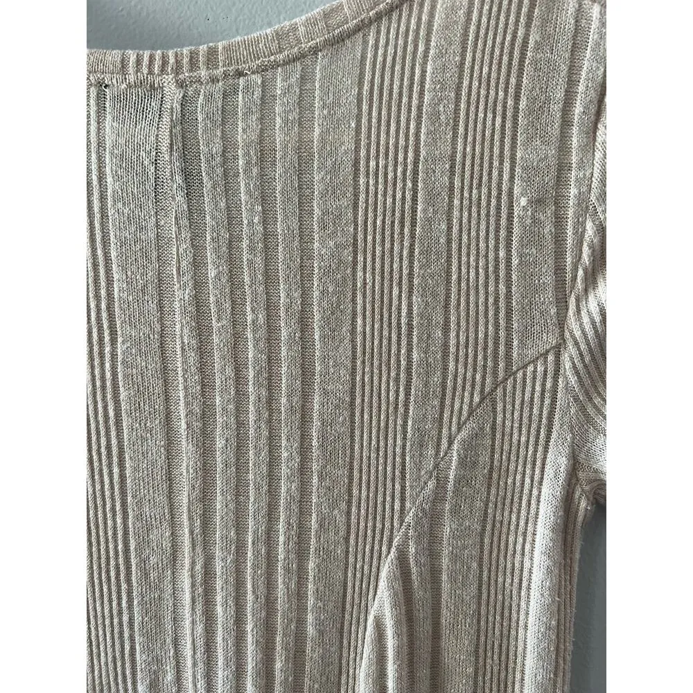 Forever 21 Dress Women's Small Beige Neutral Ribbed Scoop Neck Mini Skater - Image 6