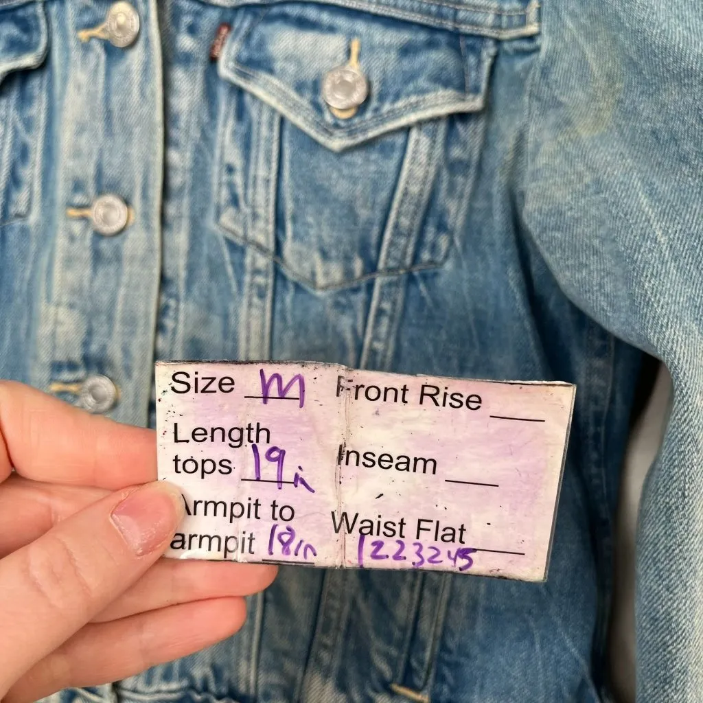 Levis Womens Blue Denim Fall Trucker Jean Jacket Medium pc9-70270-0073 Masc - Image 14