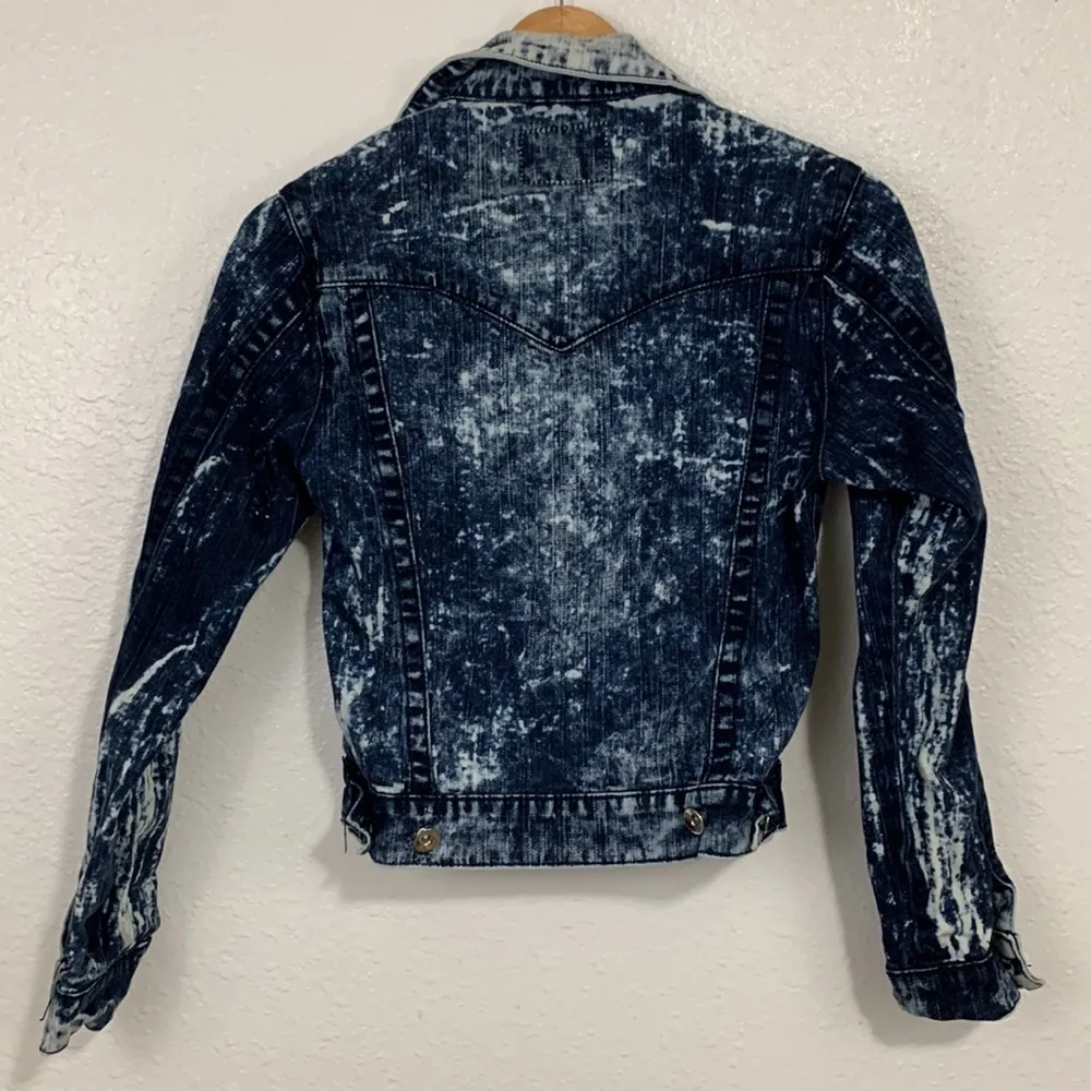 THRILL Bleached Tie Dye Cropped Denim Jackets Juniors Size S - Image 6