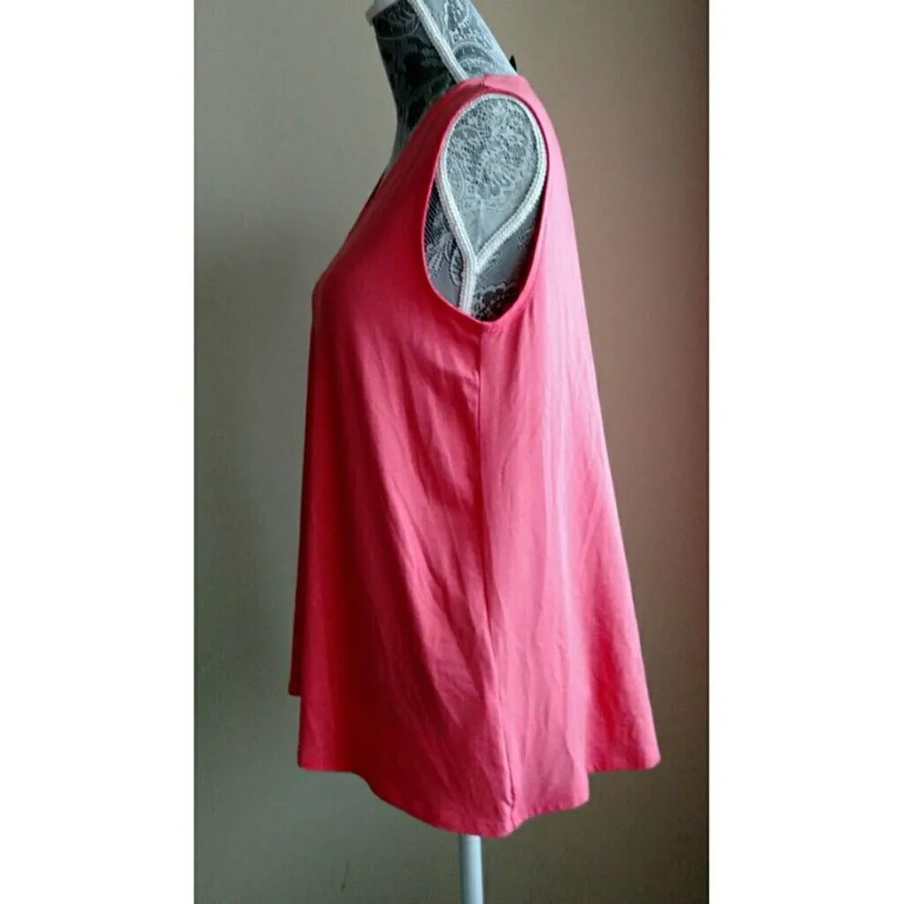 Eileen Fisher Soft V-neck Shell Watermelon Coral S New - Image 2