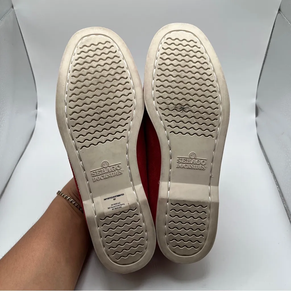 Sebago Red Suede Docksides Dan Boat Flesh Out Mocassin penny Loafers Size6 women Size 6 - Image 9