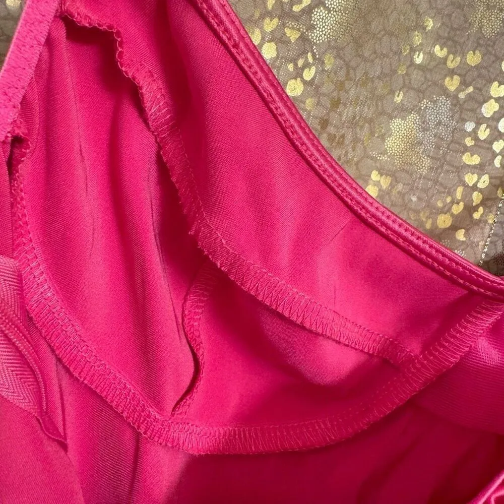 Victorias Secret Hot Pink Satin Silky Spaghetti Strap Bodysuit Small - Image 8