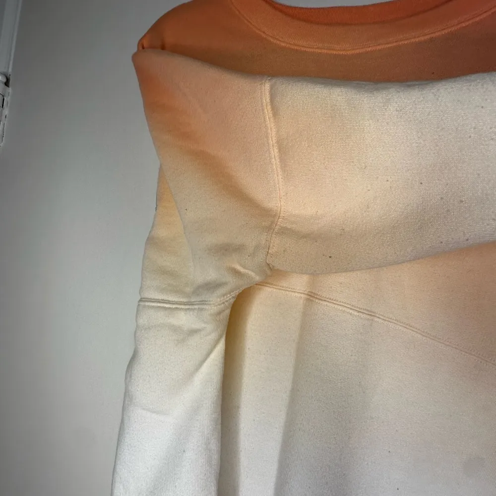 Victorias Secret Pink Varsity Crew Pullover. Ombré Orange/White. Love Pink. LG. - Image 6