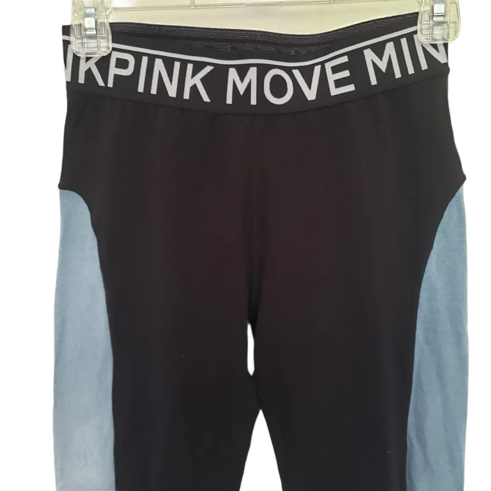 MinkPink Move Womens Athletic Leggings Size Small Stripe Cotton Blue Black - Image 5