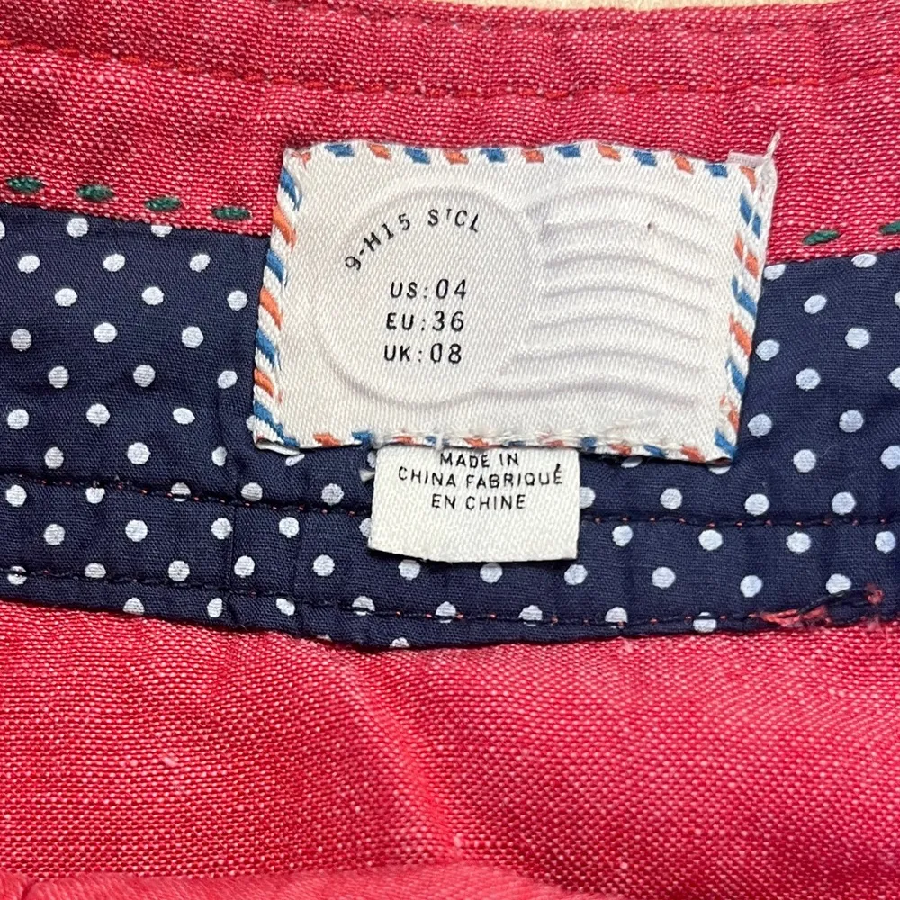 Anthropologie Postmark Red Chambray Tiered Wrap Skirt Linen Silk Blend Sz 4 Y2K - Image 4