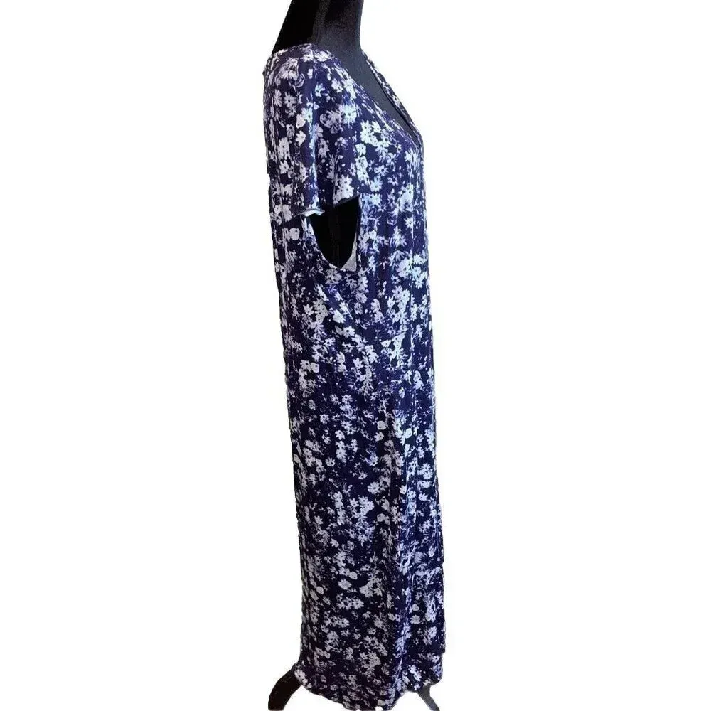 Juicy Couture  Size XXL Dress Blue White Floral Hi Low Maxi Flutter Sleeve NEW‎ - Image 4