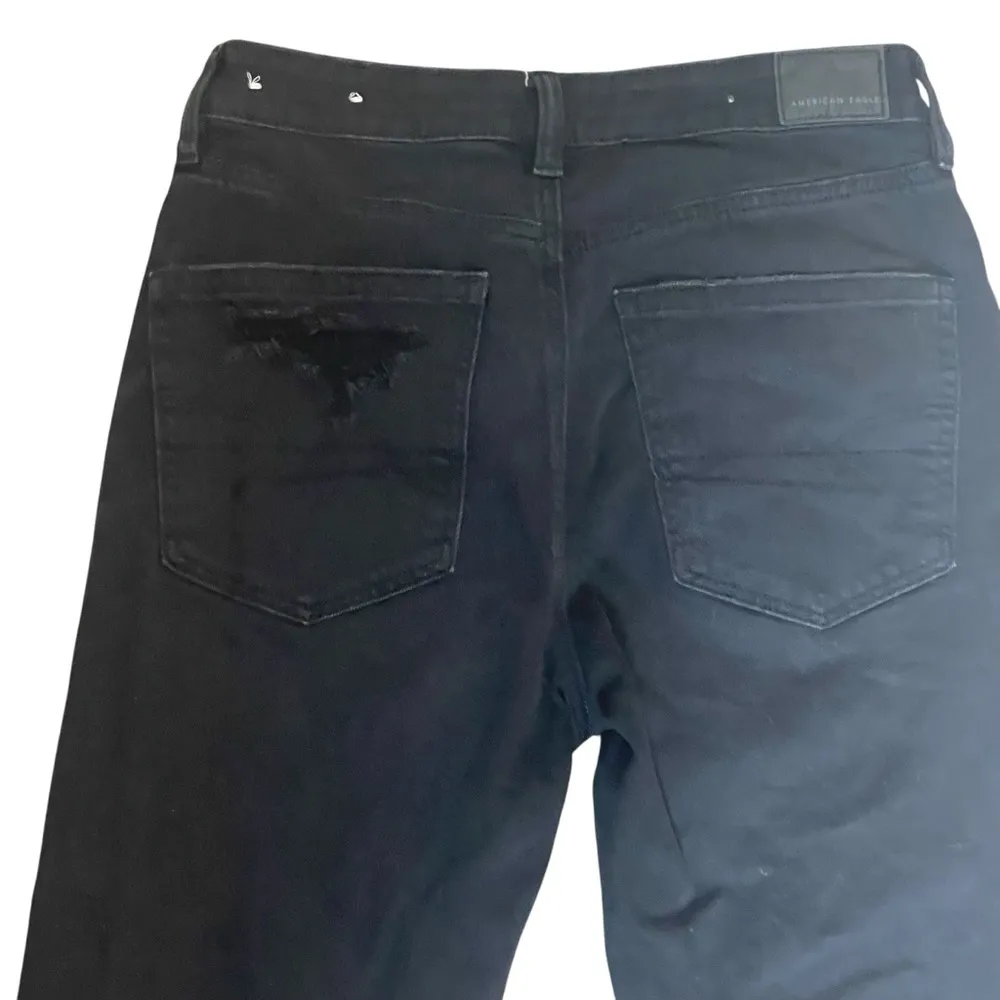 American Eagle Womens Jeans Size 4 Black Denim Mom Strigid High Rise Distressed - Image 5